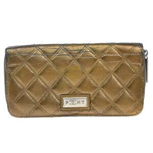 CHANEL CC Paris New York Matelasse Zip Around Long Wallet Leather Bronze 04KB038